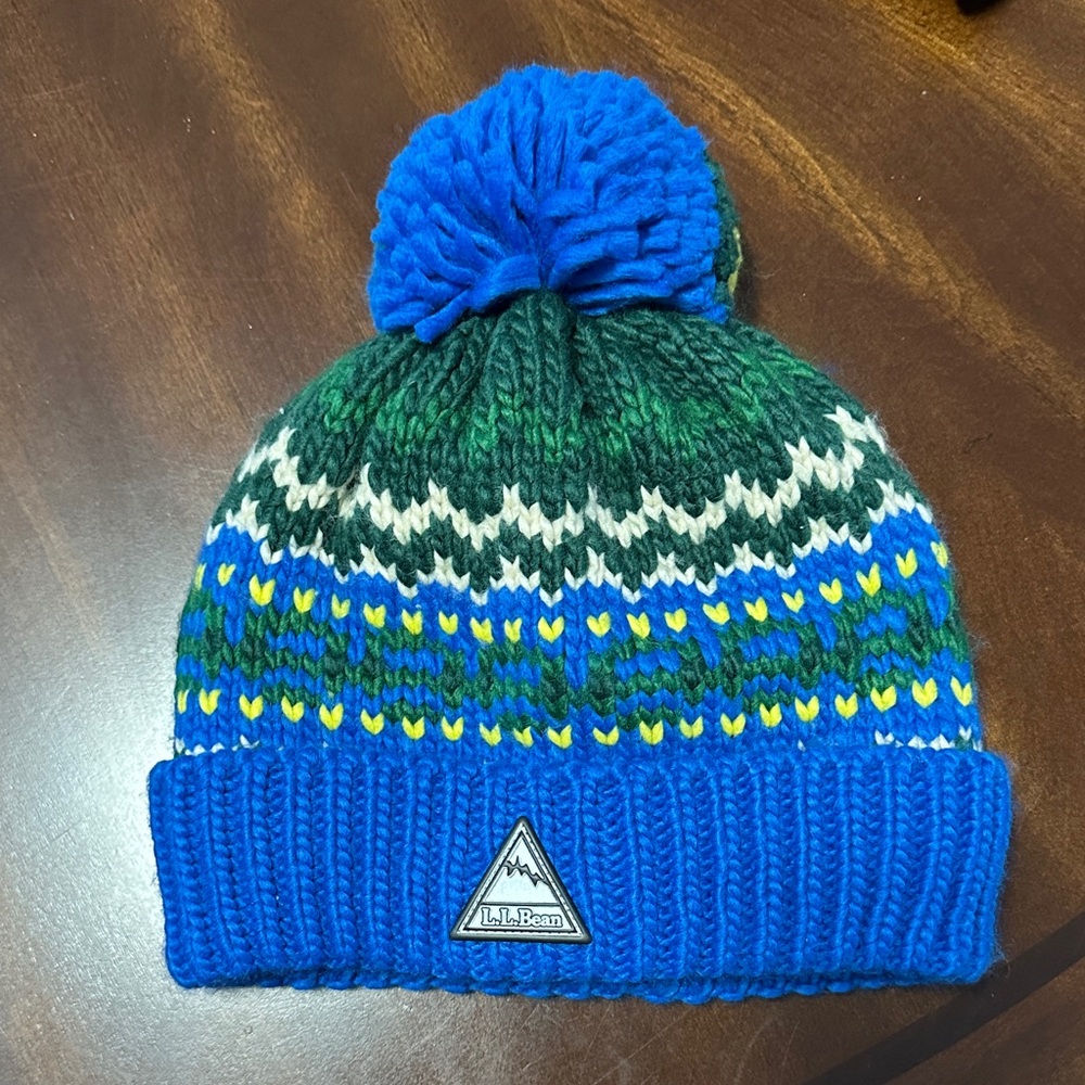 L.L. Bean Kids Blue and Green Knit Hat